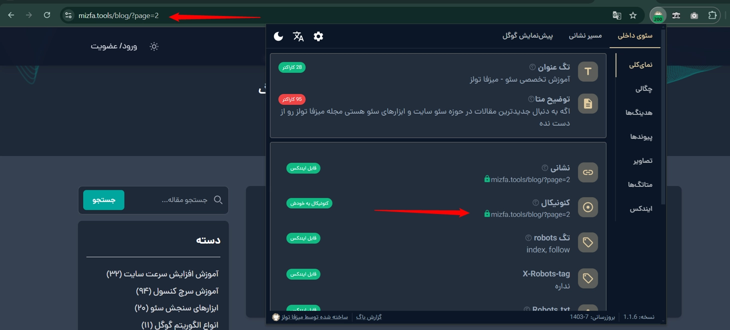 تگ کنونیکال افزونه میزفا تولز