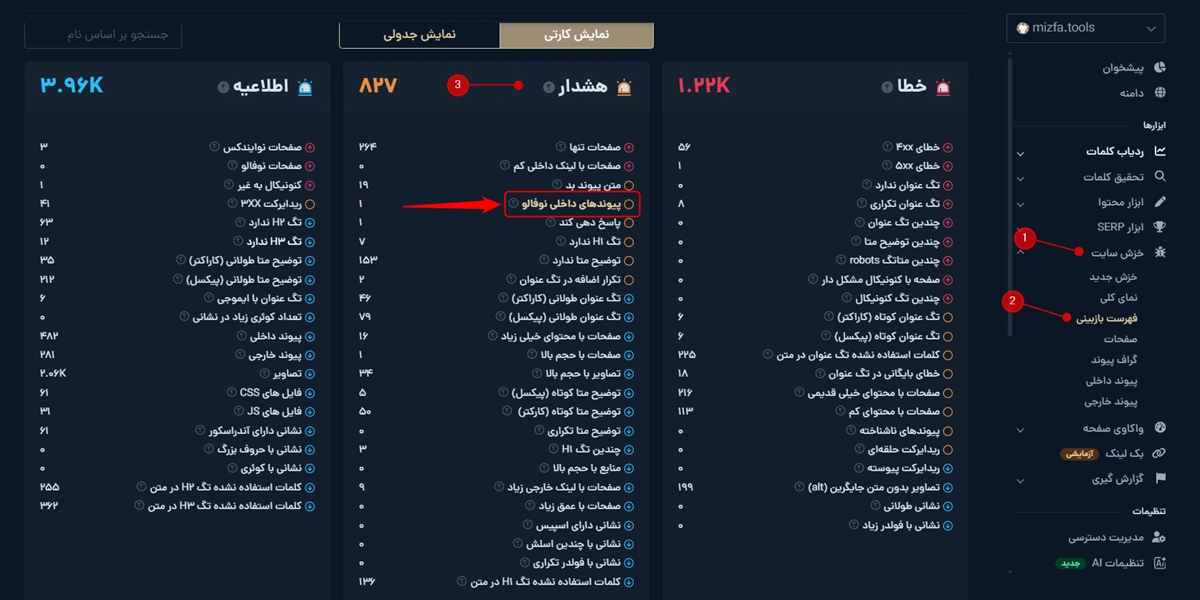پیدا کردن لینکهای نوفالو توسط میزفا تولز