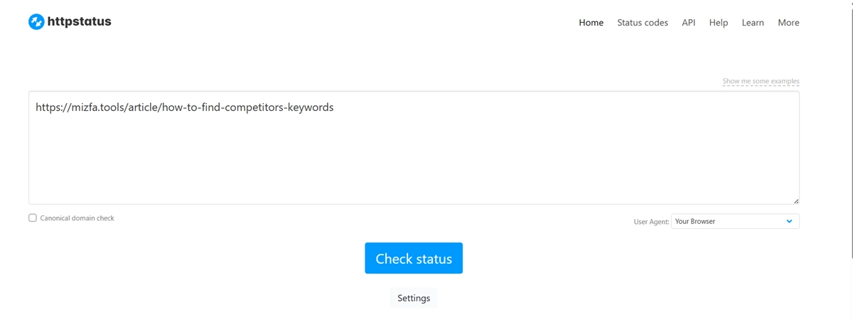 چککردن اسلش url با سایت httpstatus.io