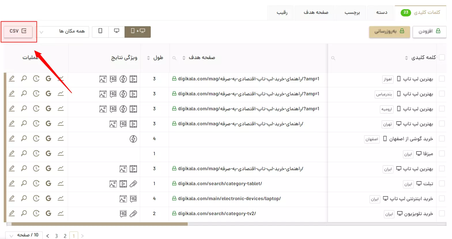 خروجی CSV
