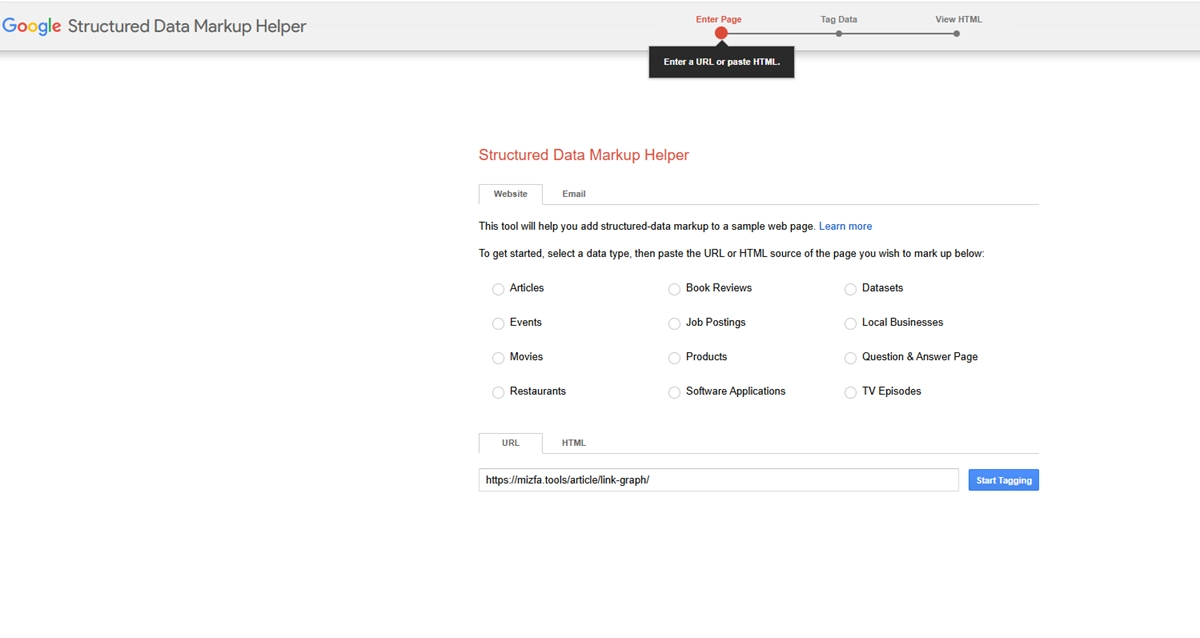 structured data markup helper