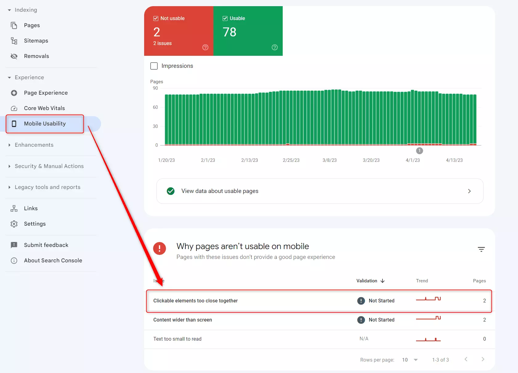 علت خطای Clickable elements too close together در بخش Mobile Usability سرچ کنسول