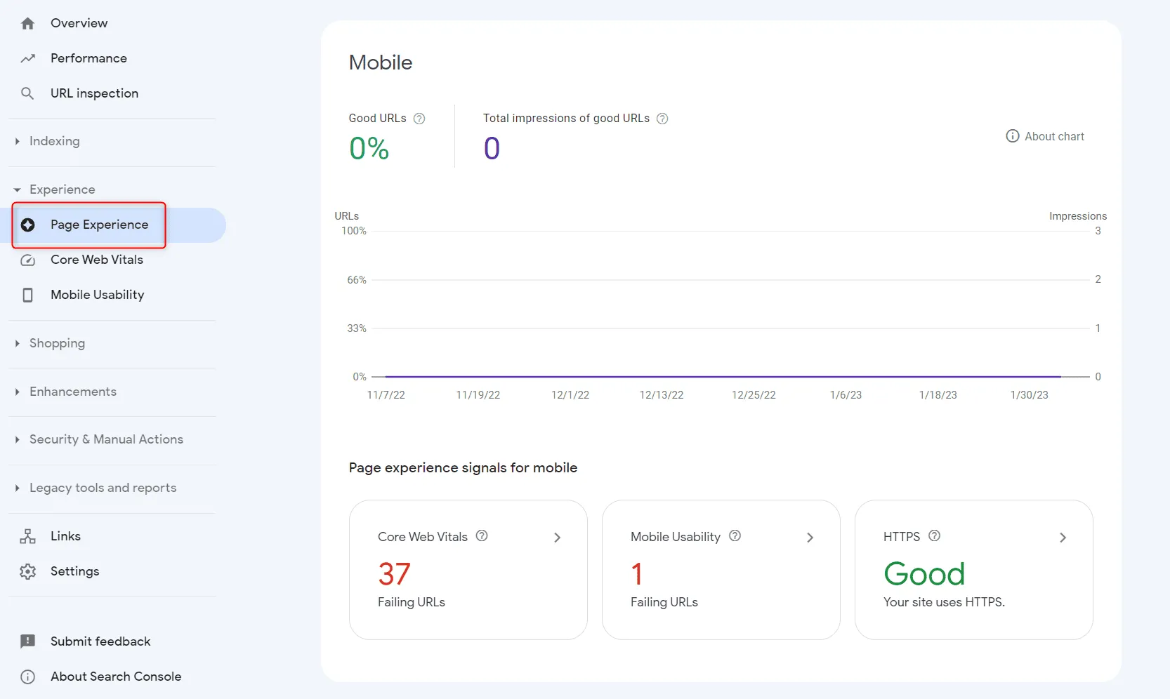 گزارش Page Experience سرچ کنسول