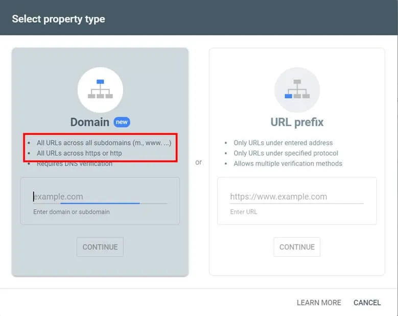 ثبت سایت با روش Domain در سرچ کنسول