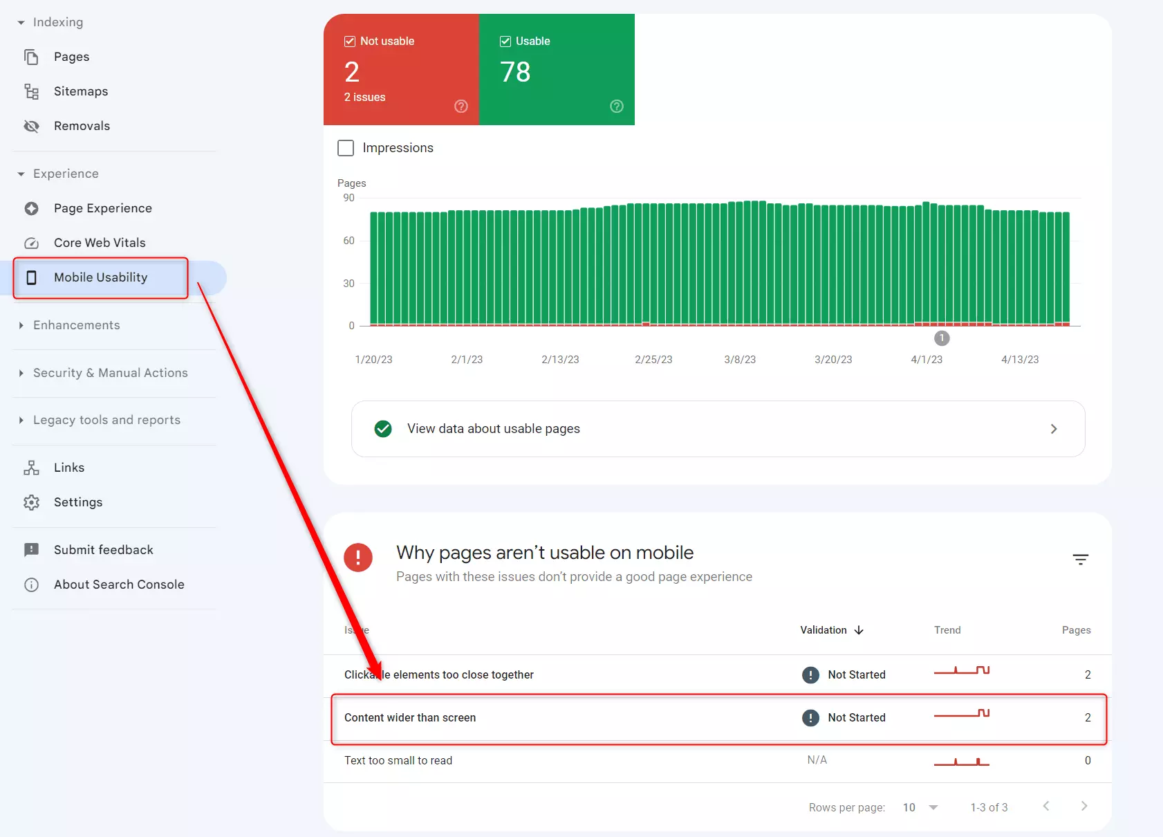 علت خطای Content wider than screen در بخش Mobile Usability سرچ کنسول