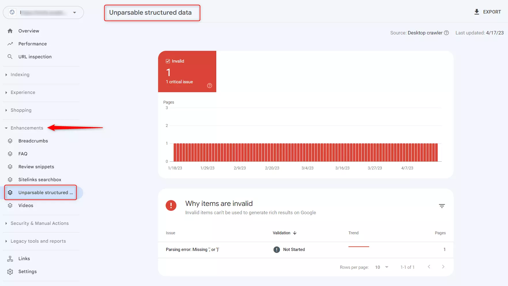 آموزش کامل بخش Unparsable structured data report در گوگل سرچ کنسول 