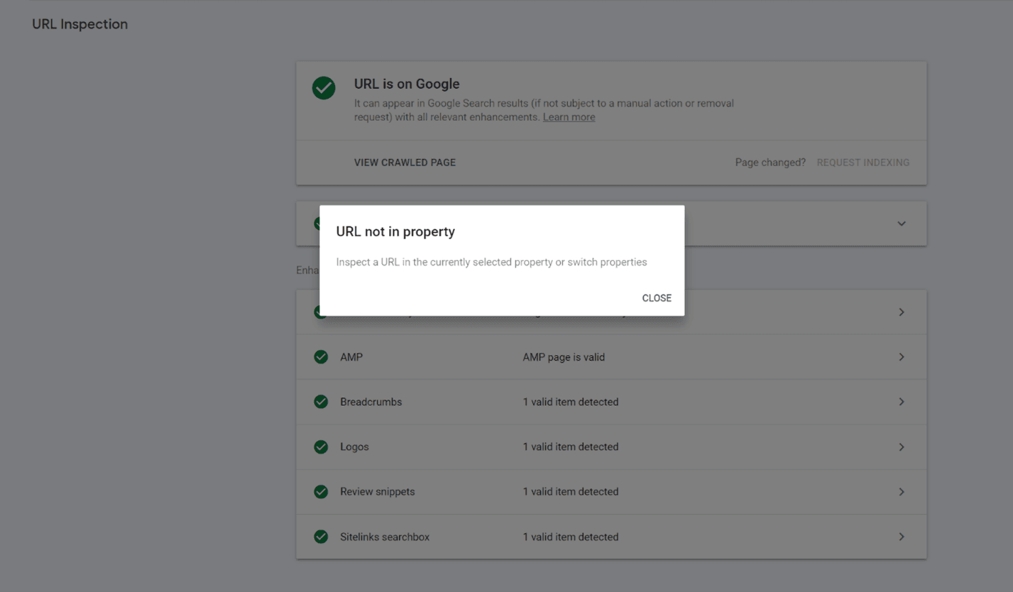 علت خطای URL not in property در سرچ کنسول 