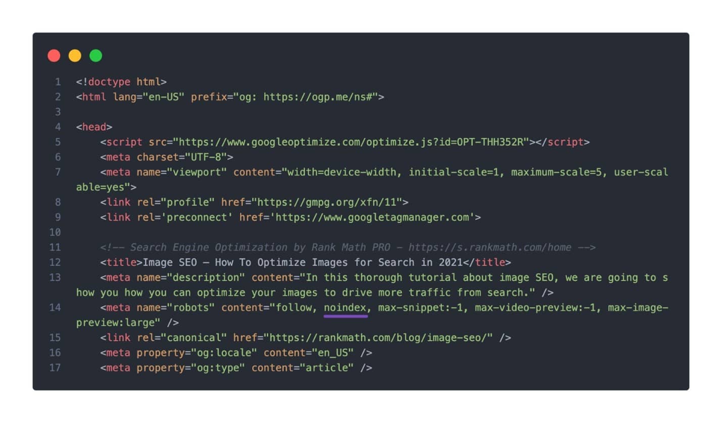 پیدا کردن تگ نو ایندکس در کدهای html سایت