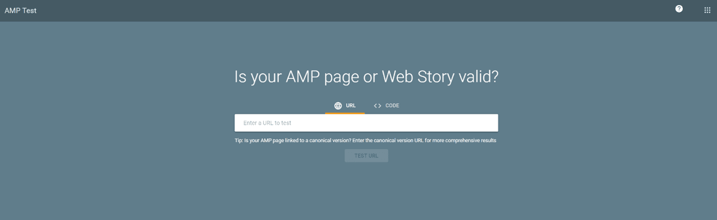 ابزار بررسی نسخه AMP صفحه
